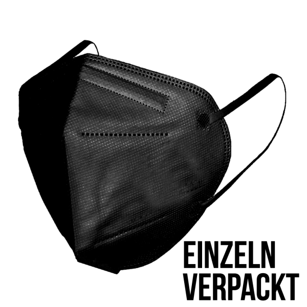Schwarze FFP2 Masken, einzeln verpackt (CE 2841)